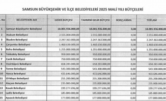 Samsun’daki belediyelerin 2025 yılı toplam bütçeleri 30,3 milyar TL